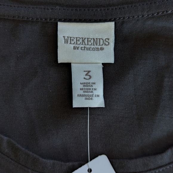 NWT Chico's Weekend Black Embroidered Snowflake Long Sleeve T-Shirt - Picture 3 of 10